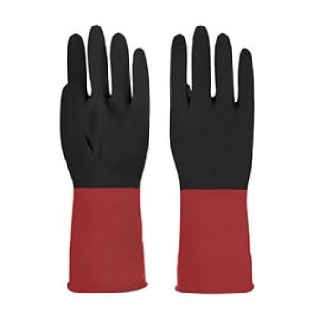 LUVA FIBRA ALGODAO REV. LATEX PRETO 33 CM - N.10