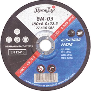DISCO REBARBAR FERRO - 180X6X22.2MM