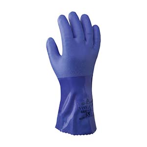 LUVA ALGODAO REV. PVC AZUL 30 CM - N.9