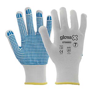 LUVA NYLON BRANCO REV. PONTOS PVC - N.9