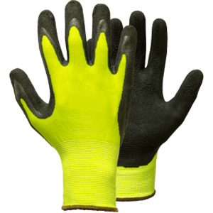 LUVA NYLON AMARELO REV. LATEX PRETO R.152 - N.8